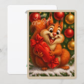 リスが描かれたクリスマスカード シーズンカード (正面/裏面)