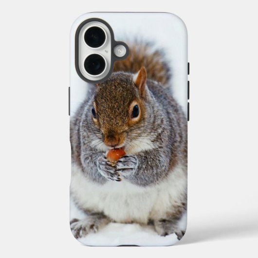 リスが木の実を食べる かわいい冬の写真 Case-Mate iPhoneケース (裏面)