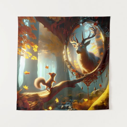 リスが本物のシカを夢見て タペストリー (正面)