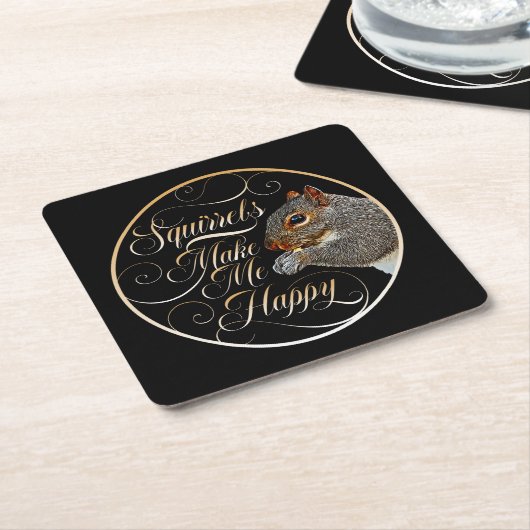 リスが私を幸せにする – リスの恋人 スクエアペーパーコースター (アングル)