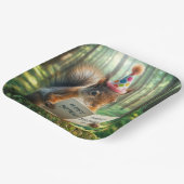 リスが誕生日カードを持つ ペーパープレート (傾斜あり)