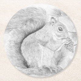 リスが軽食を食べる ラウンドペーパーコースター
