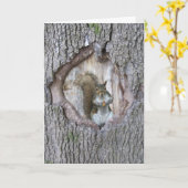 リスこんにちは カード (黄色い花)