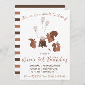 リスたちの小さな集まり 森の誕生日パーティー 招待状 (正面/裏面)