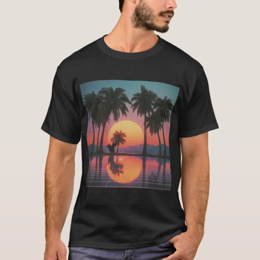 リスとともに見るサンセットの反射 Tシャツ (正面)