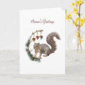 リスとアコーンスワッグホリデーカード カード (黄色い花)