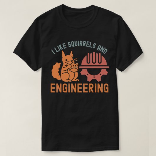 リスとエンジニアリングが好き Tシャツ (デザイン正面)