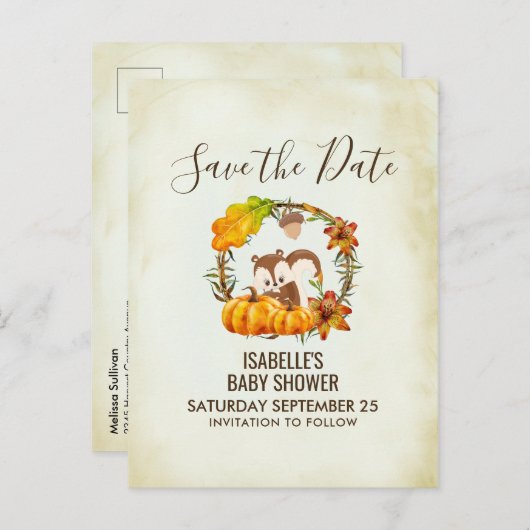 リスとカボチャの秋のクラシックSTD 案内ポストカード (正面/裏面)