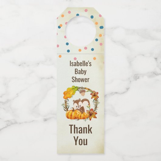 リスとカボチャの素朴リースありがとう ボトルネックタグ (正面)