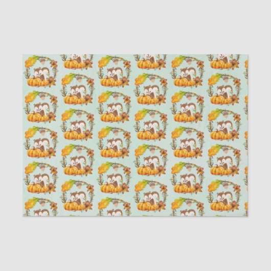 リスとカボチャの素朴リースパターン 薄葉紙 (正面)