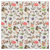 リスとキノコの生地 ファブリック (見本)