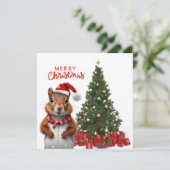 リスとクリスマスツリー シーズンカード (スタンド正面)