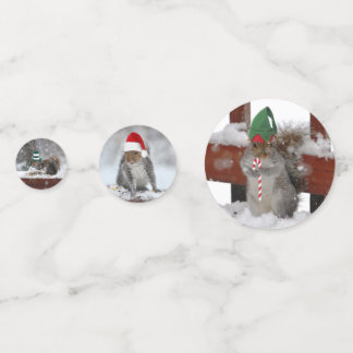 リスとクリスマスハットのテーブル紙吹雪 コンフェッティ