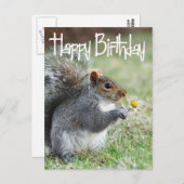 リスとデイジーハッピーバースデーはがき ポストカード (正面/裏面)