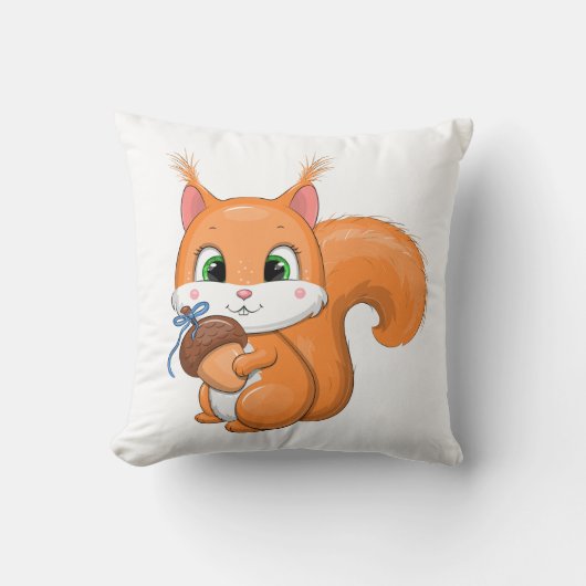 リスとドングリ。 クッション (正面)