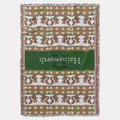 リスとドングルズフェアアイルモノグラム スローブランケット (正面縦)