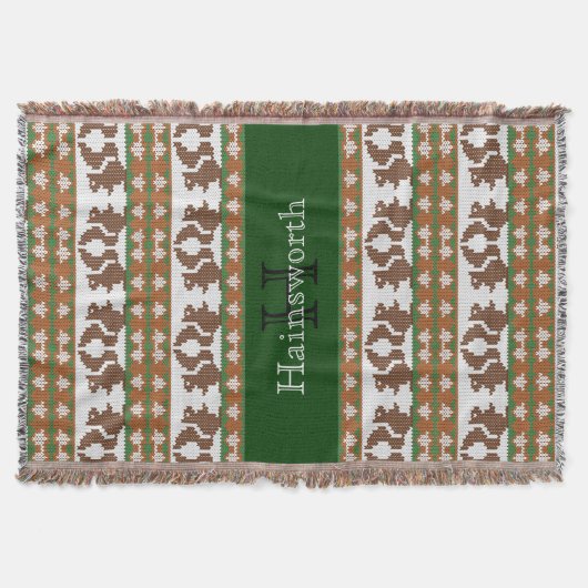 リスとドングルズフェアアイルモノグラム スローブランケット (正面)