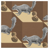 リスとナッツ ファブリック (クローズアップ)