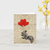 リスとハートバルーン カード (黄色い花)