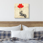 リスとハートバルーン キャンバスプリント (インサイチュ (寝室))