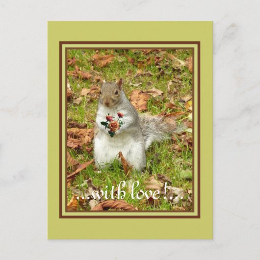 リスとバラ ポストカード (正面)