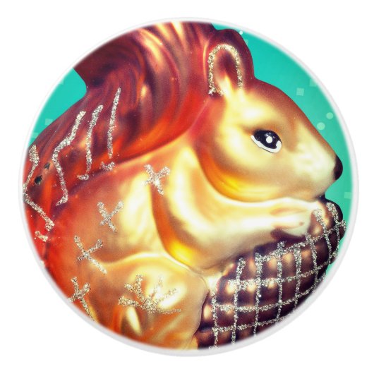 リスとピネコンのヴィンテージ秋冬オーナメント セラミックノブ (正面)