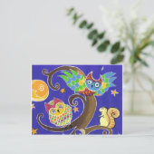 リスとフクロウ ポストカード (スタンド正面)