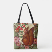 リスとホリーの冬の赤リス トートバッグ (裏面)