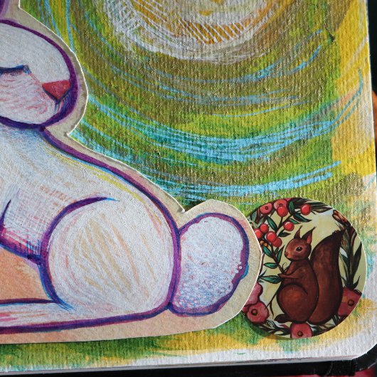 リスとホリーの冬の赤リス ラウンドシール