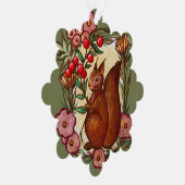 リスとホーリー冬の赤いリス オーナメントカード (右)