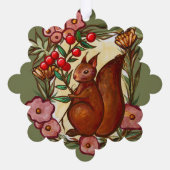 リスとホーリー冬の赤いリス オーナメントカード (裏面)