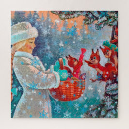 リスと女の子のためのクリスマス魔法 ジグソーパズル