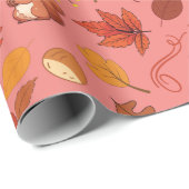 リスと栗のシームレス秋包装紙 ラッピングペーパー (ロールコーナー)