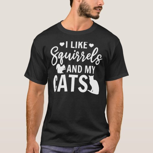 リスと私の猫のリスが好き かわいいリス Tシャツ (正面)
