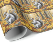 リスと秋のデイジー ラッピングペーパー (ロールコーナー)