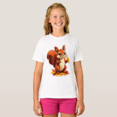 リスと秋の森 Tシャツ (正面フル)