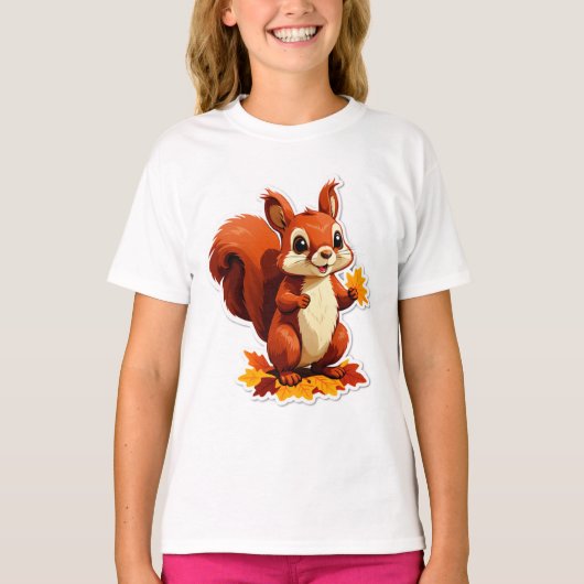 リスと秋の森 Tシャツ (正面)
