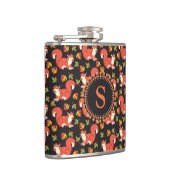 リスと秋の葉の模様モノグラム フラスク (右)