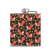 リスと秋の葉の模様モノグラム フラスク (裏面)