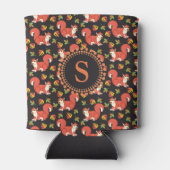 リスと秋の葉柄モノグラム 缶クーラー (裏面)