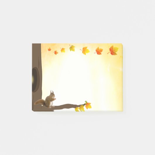 リスと紅葉のメモ ポストイット (正面)