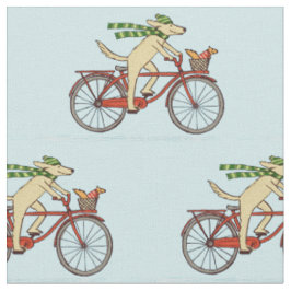 リスと自転車に乗った犬 ファブリック