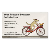 リスと自転車に乗る犬 |かわいい動物 マグネット名刺 (正面)