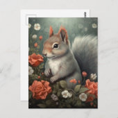 リスと花 ポストカード (正面/裏面)