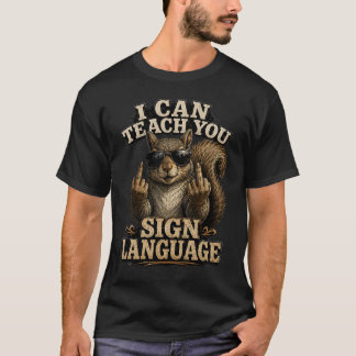 リスと言語のTシャツ おもしろい手話のリス Tシャツ