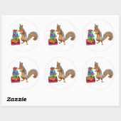 リスと誕生日プレゼントシール ラウンドシール (シート)