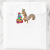 リスと誕生日プレゼントシール ラウンドシール (バッグ)