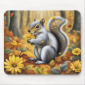 リスと黄色デイジー マウスパッド (正面)