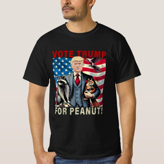 リスにトランプのピーナッツを投票する Tシャツ (正面)