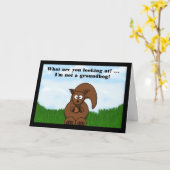 リスのおもしろいなユーモアの幸せな聖燭節 カード (黄色い花)